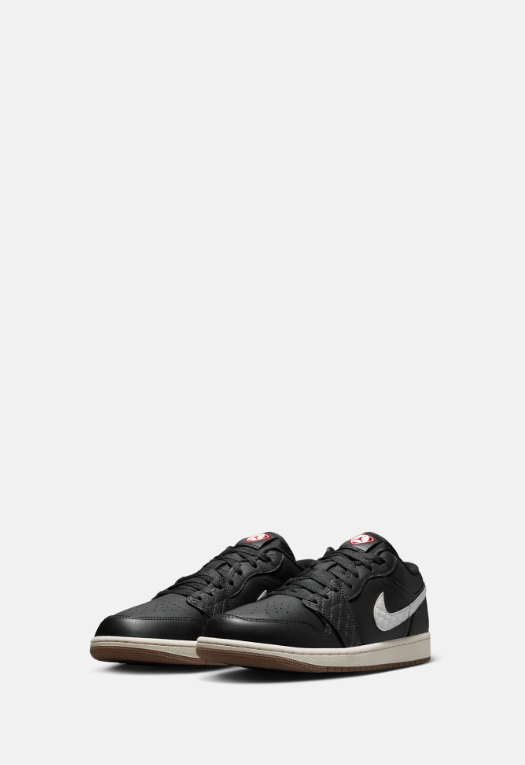 Black & White Low-Top Sneakers with Brown Gum Sole