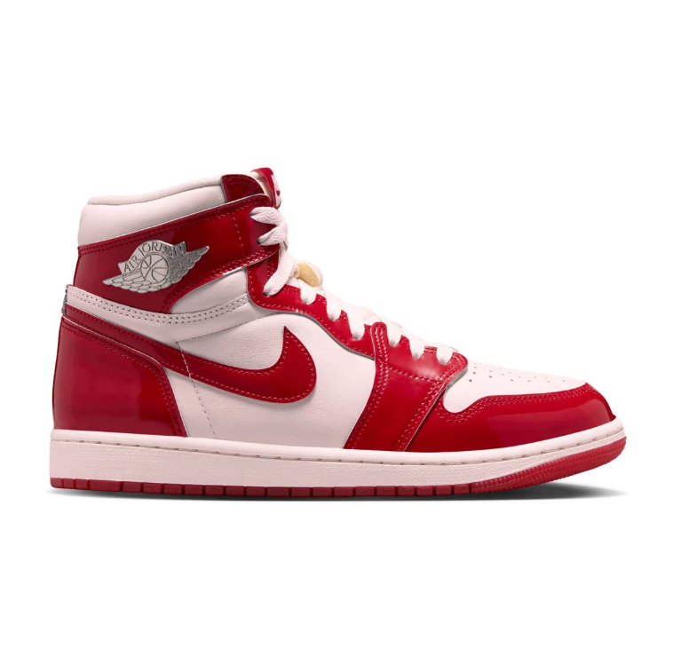Glossy Red & White High-Top Court Sneakers