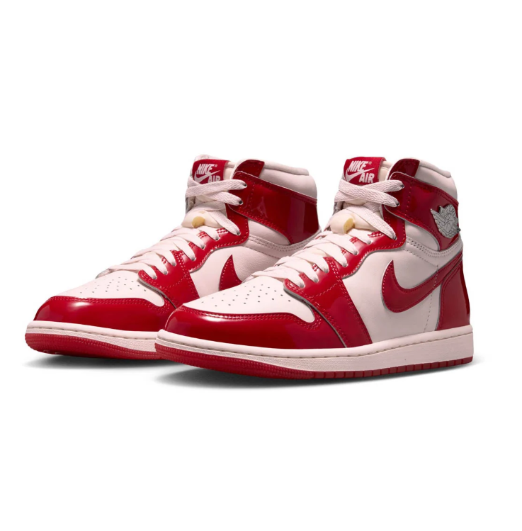 Glossy Red & White High-Top Court Sneakers