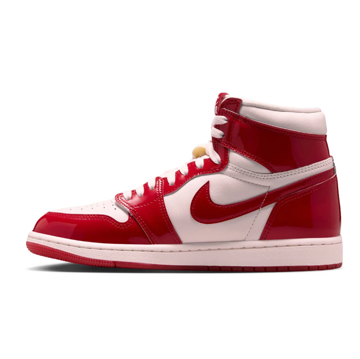 Glossy Red & White High-Top Court Sneakers