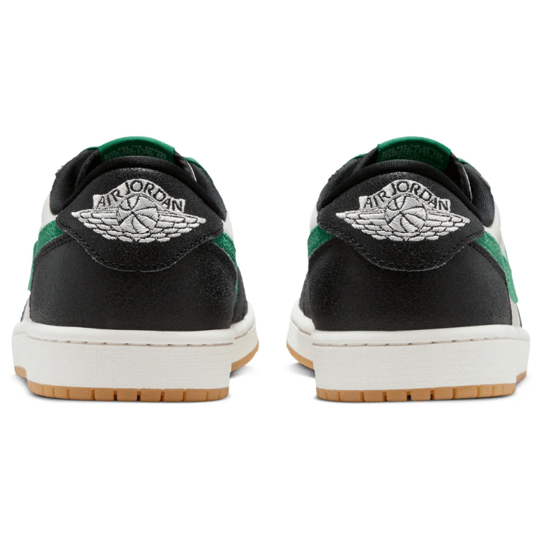 Black & White Low-Top Sneakers with Green Accents & Gum Sole