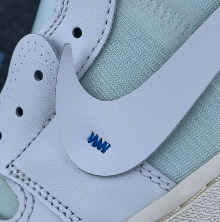 White & Pale Mint High-Top Sneakers with Deconstructed Details