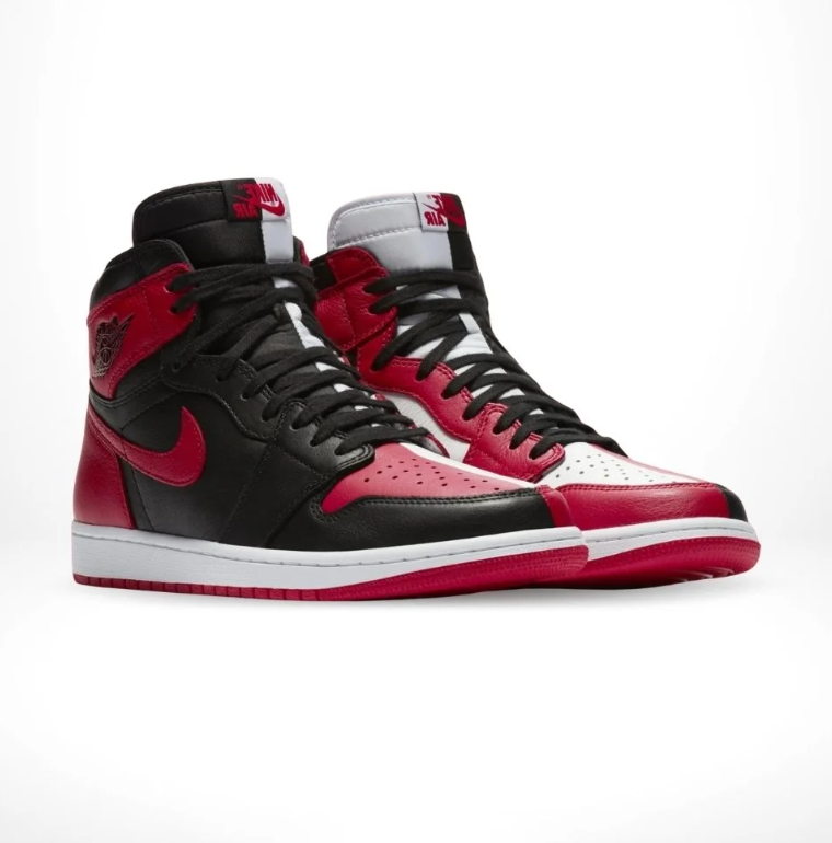 Black, Red & White High-Top Sneakers with Split Color Blocking
