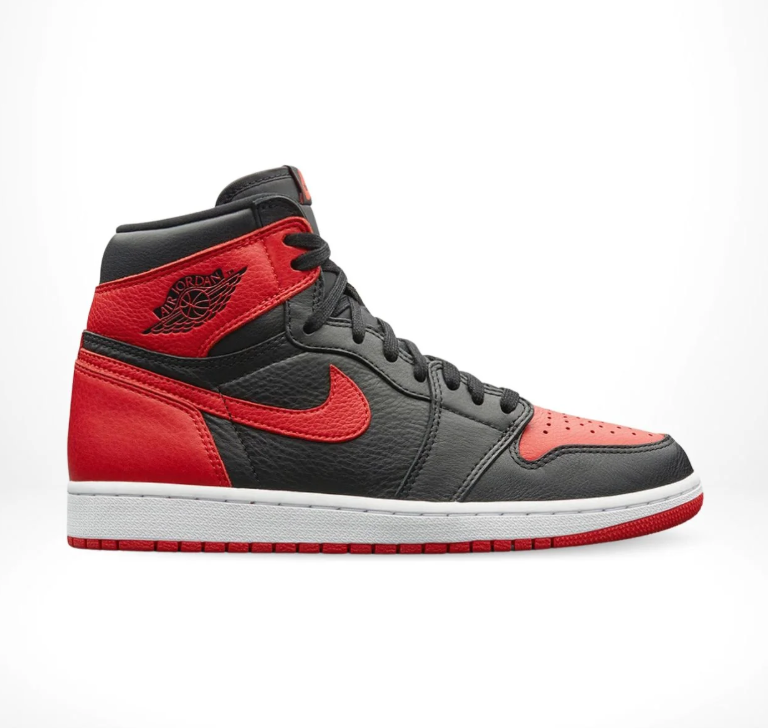 Black, Red & White High-Top Sneakers with Split Color Blocking