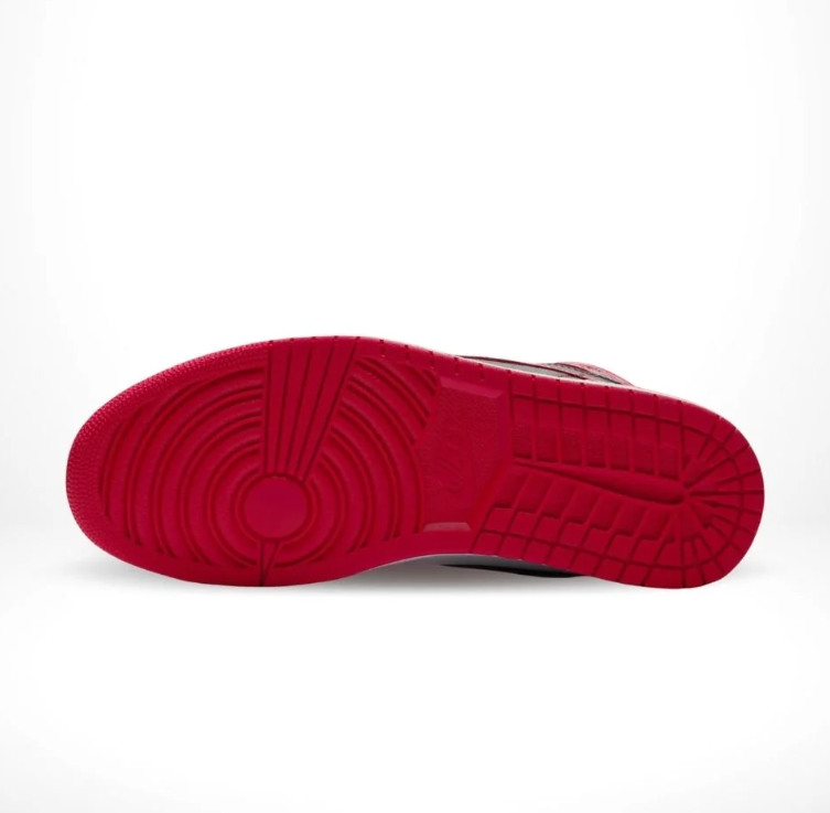 Black, Red & White High-Top Sneakers with Split Color Blocking