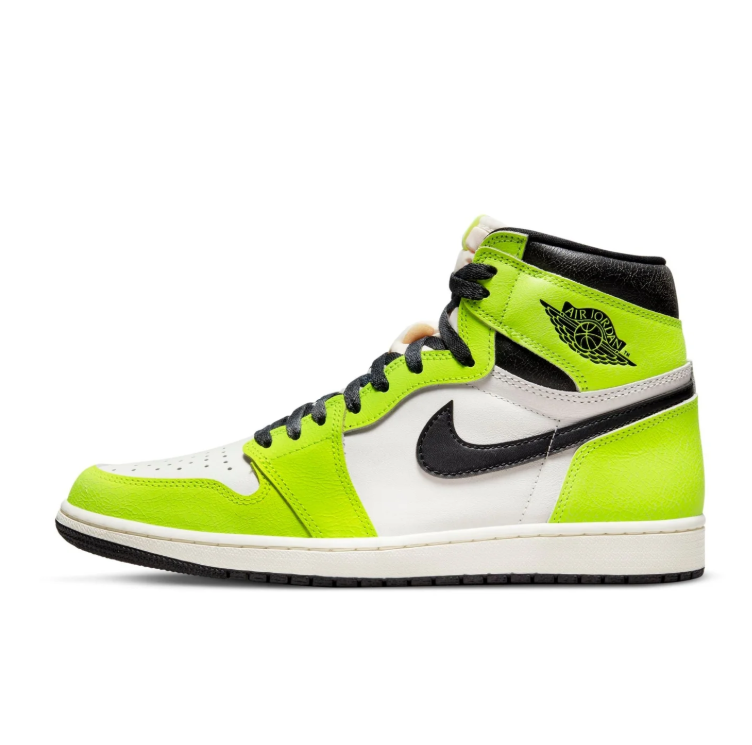 Neon Lime & White High-Top Sneakers with Black Accents