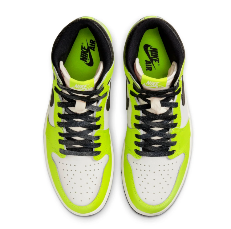 Neon Lime & White High-Top Sneakers with Black Accents