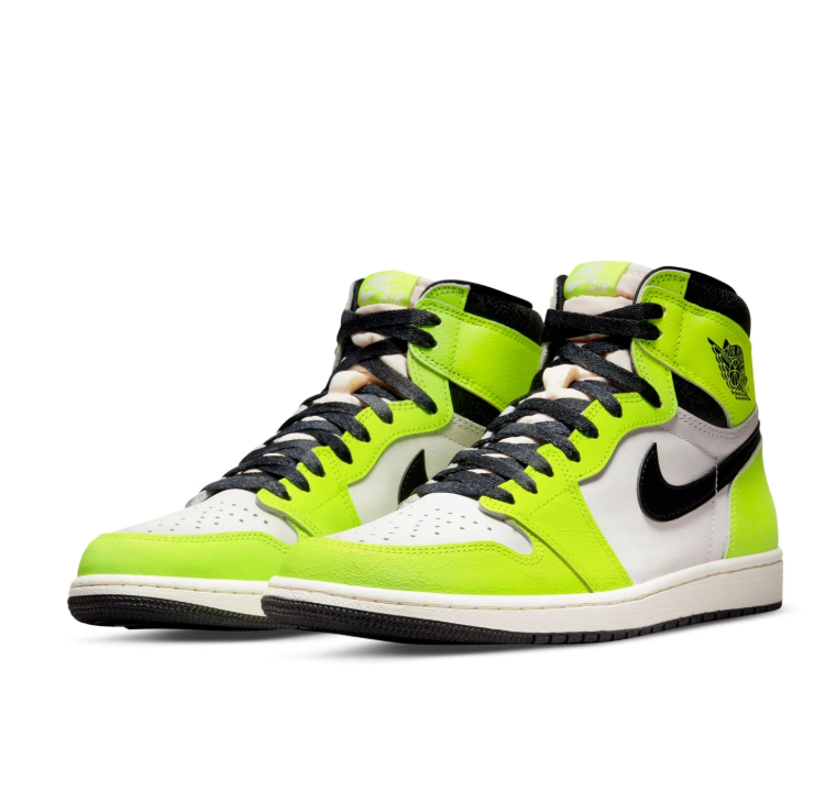 Neon Lime & White High-Top Sneakers with Black Accents