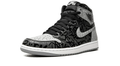 Black & Gray Graphic High-Top Sneakers with Textured Silver-Tone Panels