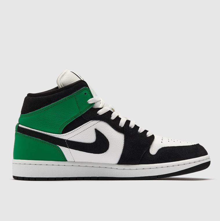 Black, White & Green Mid-Top Sneakers with Yellow Accents