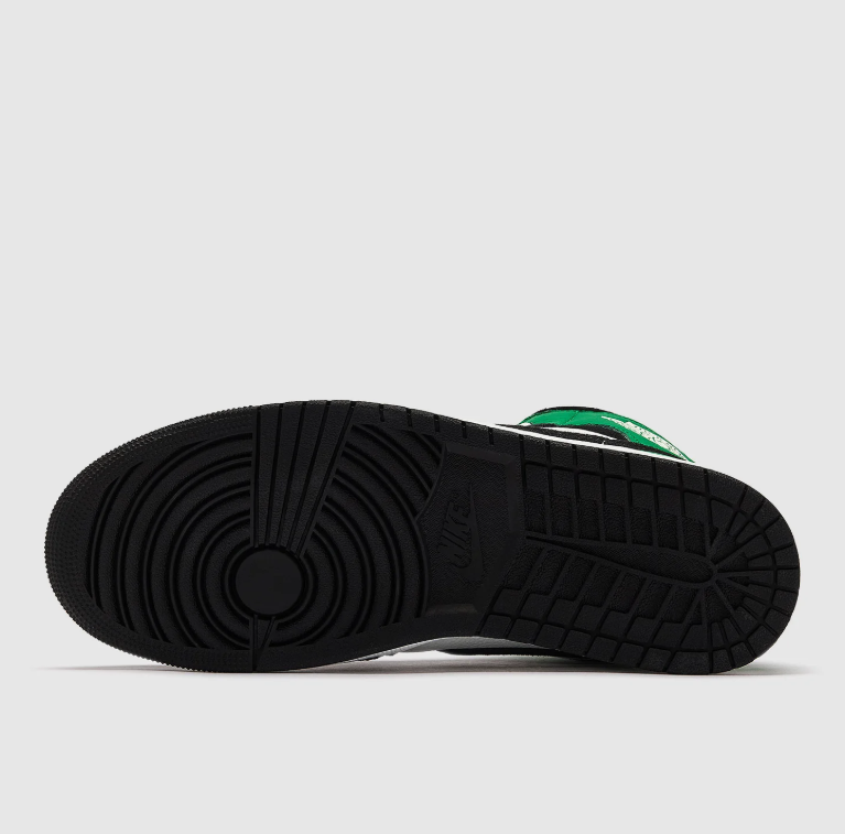 Black, White & Green Mid-Top Sneakers with Yellow Accents