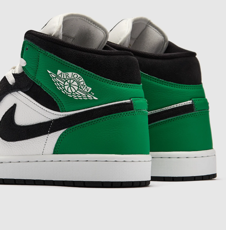 Black, White & Green Mid-Top Sneakers with Yellow Accents