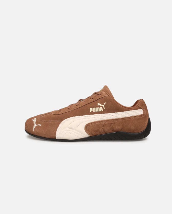 Brown & Cream Slim Low-Top Sneakers with Black Wraparound Sole
