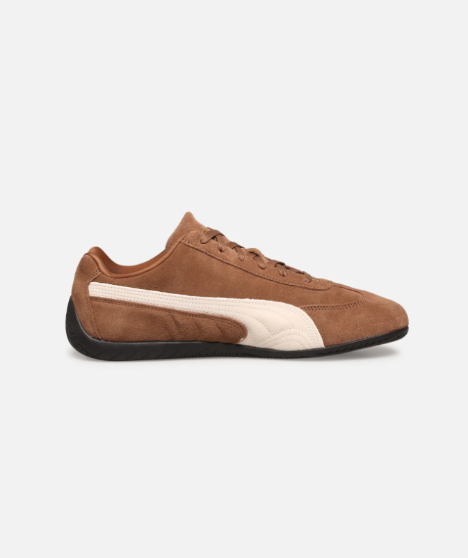 Brown & Cream Slim Low-Top Sneakers with Black Wraparound Sole