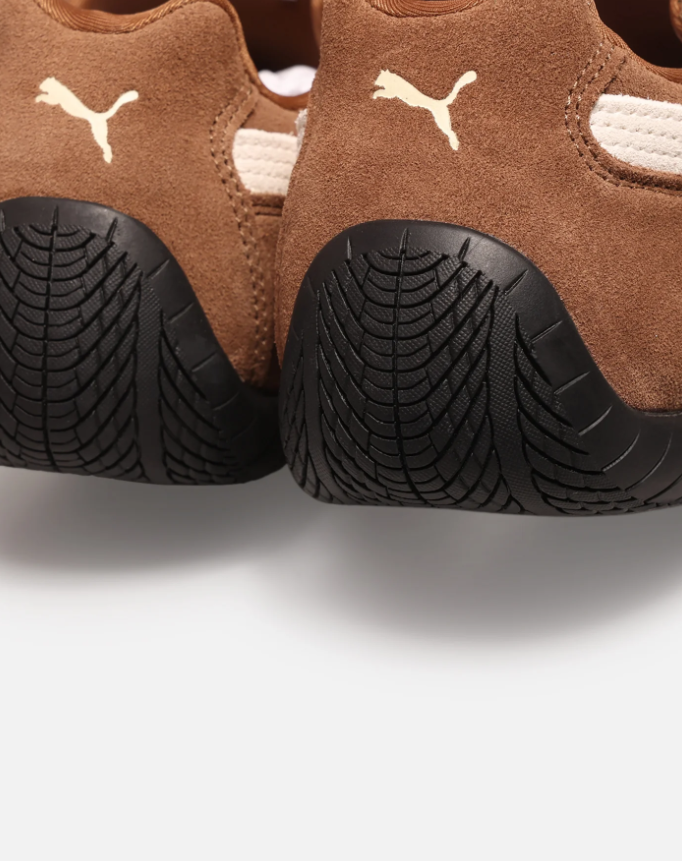 Brown & Cream Slim Low-Top Sneakers with Black Wraparound Sole