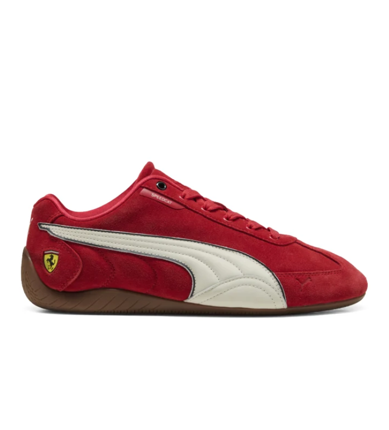 Red & Cream Slim Low-Top Sneakers with Brown Wraparound Sole