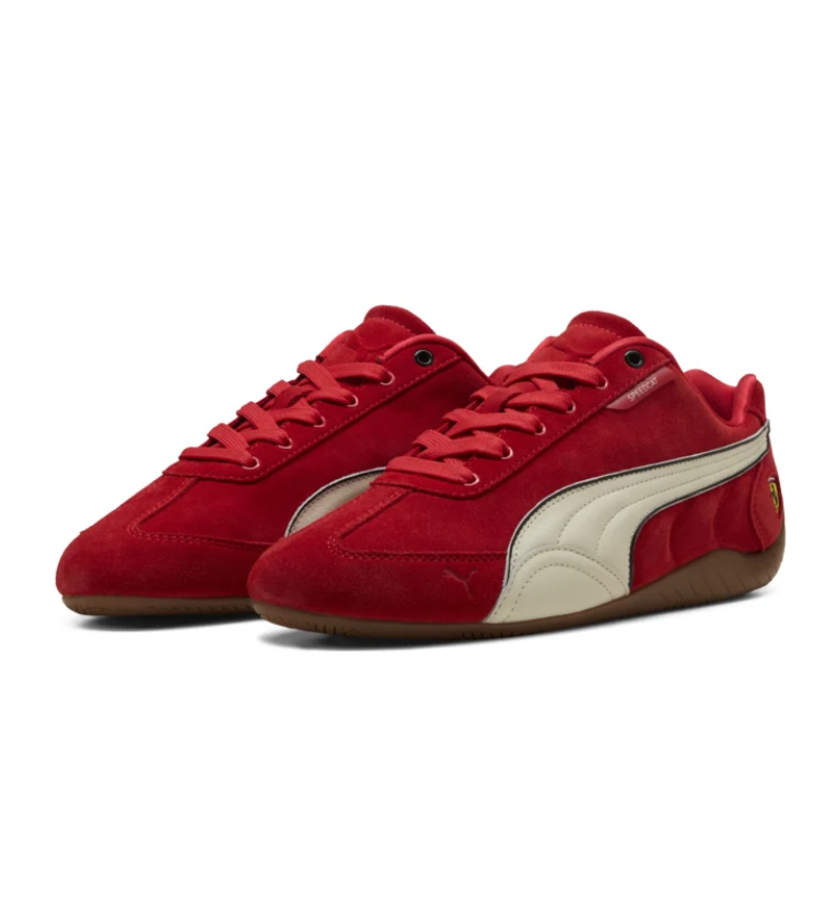 Red & Cream Slim Low-Top Sneakers with Brown Wraparound Sole
