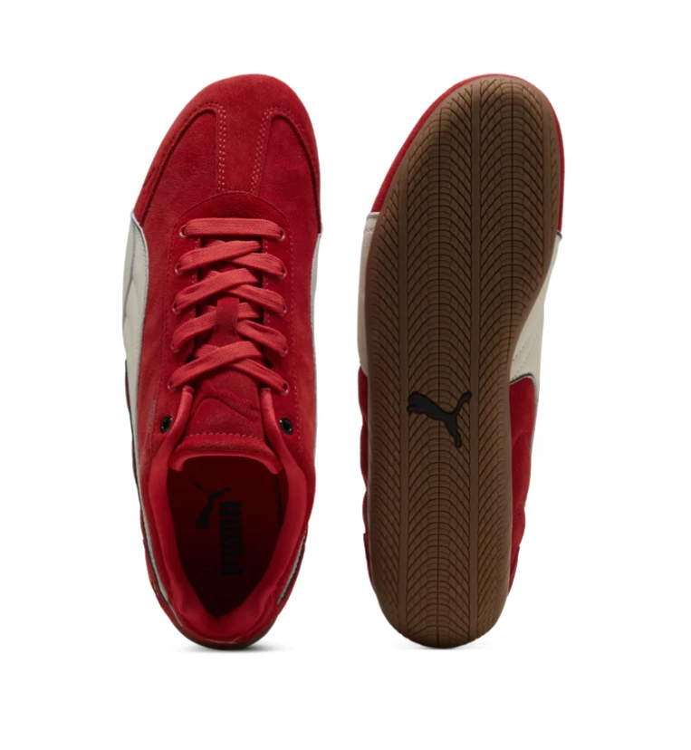 Red & Cream Slim Low-Top Sneakers with Brown Wraparound Sole