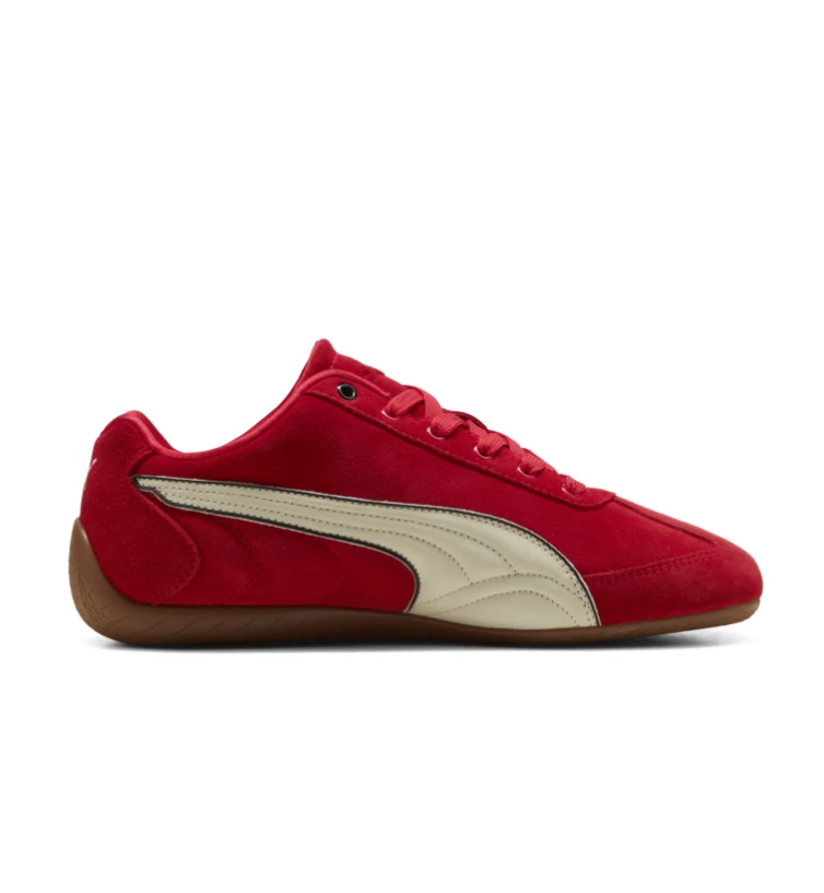 Red & Cream Slim Low-Top Sneakers with Brown Wraparound Sole