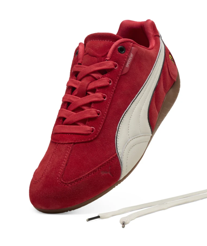 Red & Cream Slim Low-Top Sneakers with Brown Wraparound Sole