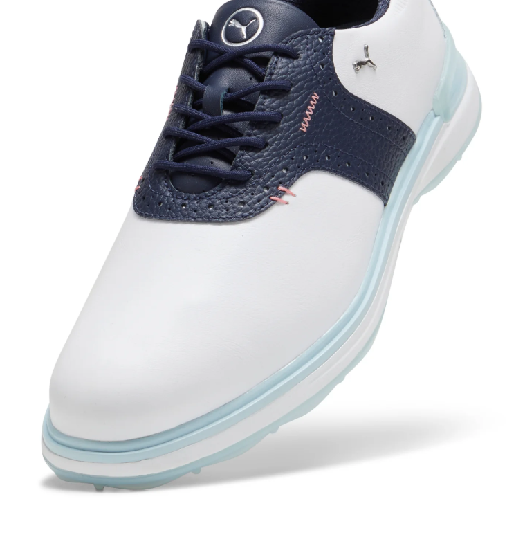 White Saddle-Style Low-Top Sneakers with Navy or White Panels