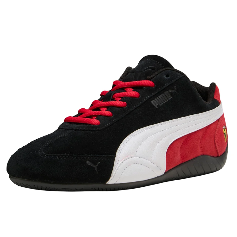 Black, Red & White Slim Low-Top Sneakers with Wraparound Sole