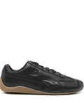 Black Slim Low-Top Sneakers with Tan Wraparound Sole