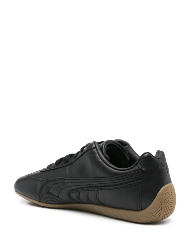 Black Slim Low-Top Sneakers with Tan Wraparound Sole
