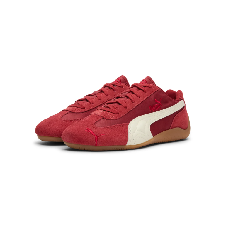 Red & Cream Slim Low-Top Sneakers with Tan Gum Sole