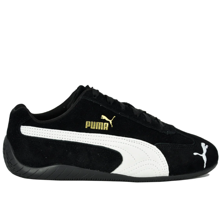 Black & White Slim Low-Top Sneakers with Gold-Tone Details