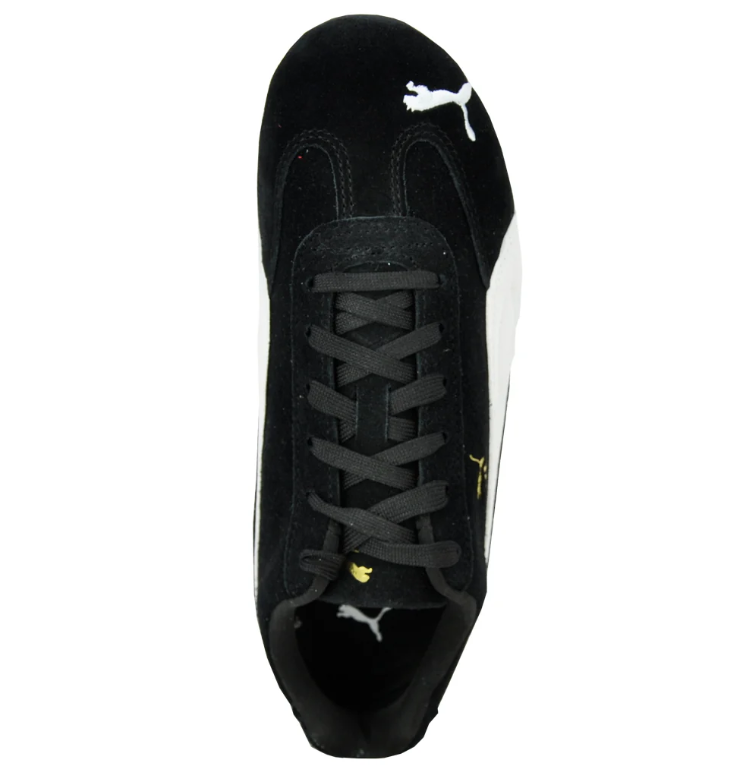 Black & White Slim Low-Top Sneakers with Gold-Tone Details