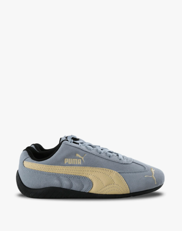 Light Blue-Gray & Pale Yellow Slim Low-Top Sneakers with Black Sole