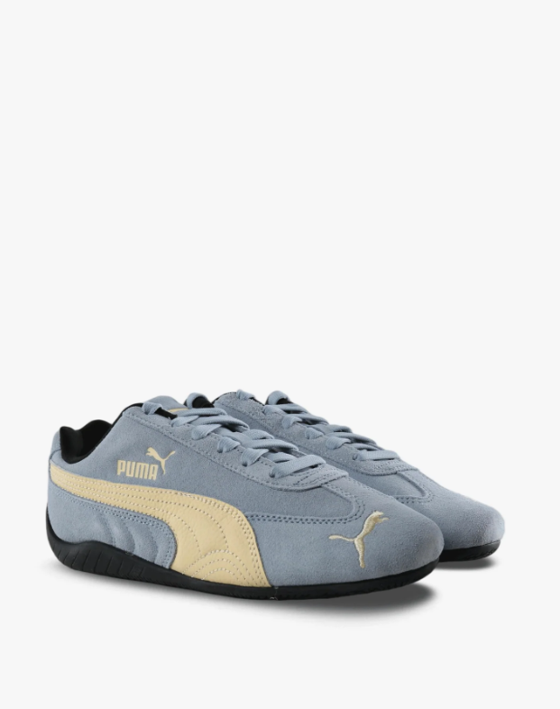 Light Blue-Gray & Pale Yellow Slim Low-Top Sneakers with Black Sole