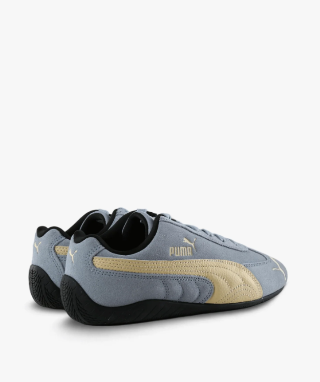 Light Blue-Gray & Pale Yellow Slim Low-Top Sneakers with Black Sole