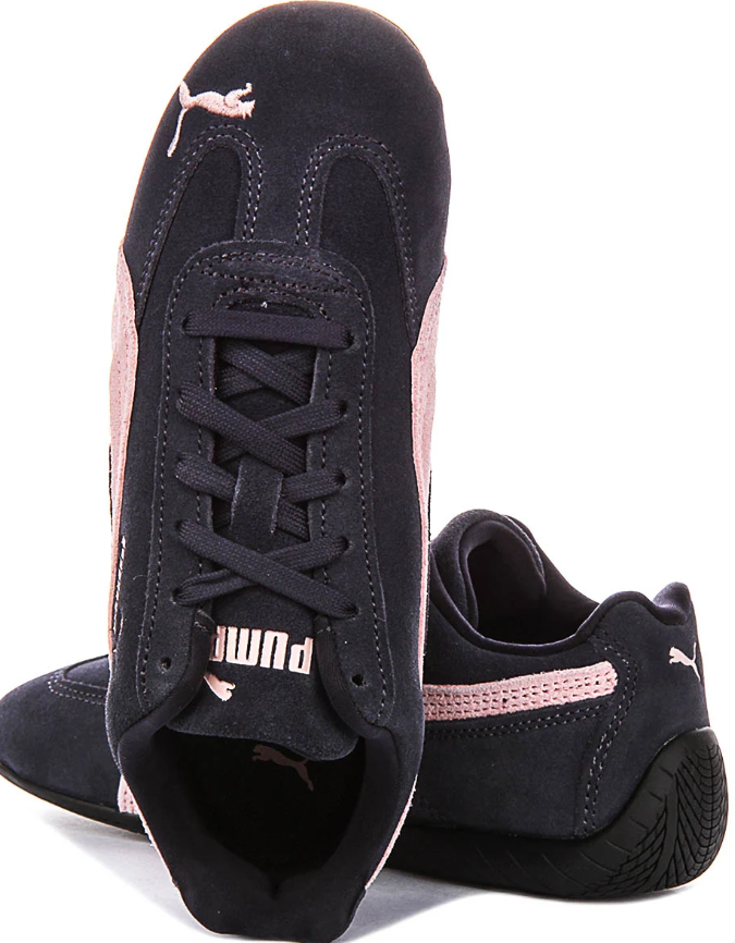 Dark Navy & Pale Pink Slim Low-Top Sneakers with Black Sole