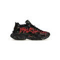 Black & Red Graffiti-Style Chunky Sneakers with Sculpted Sole