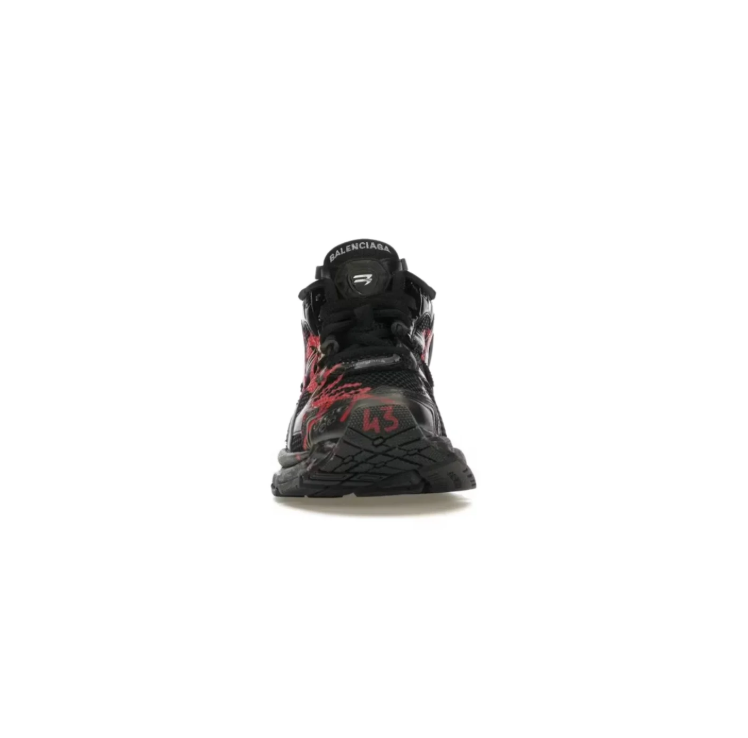 Black & Red Graffiti-Style Chunky Sneakers with Sculpted Sole