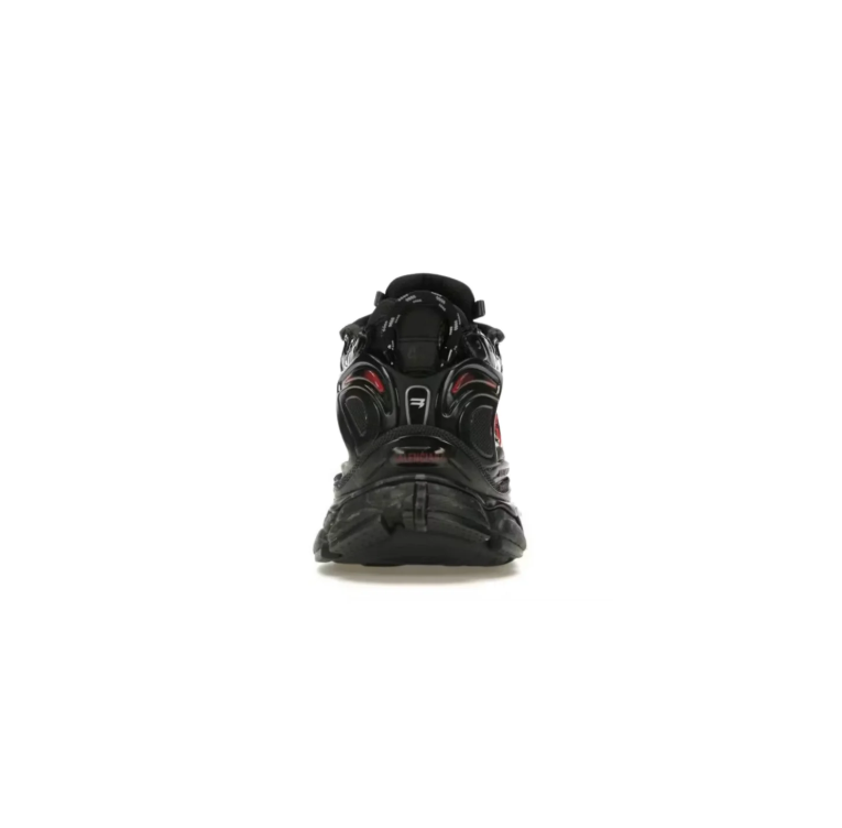 Black & Red Graffiti-Style Chunky Sneakers with Sculpted Sole