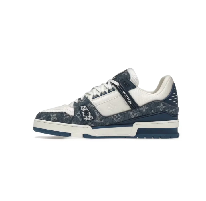 Louis Vuitton Navy & White Monogram Low-Top Court Sneakers