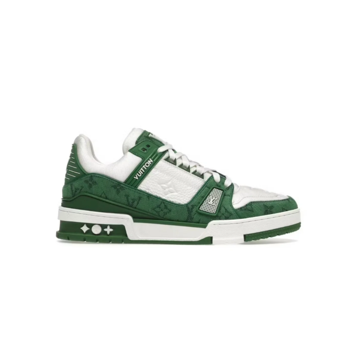 Louis Vuitton Green & White Monogram Low-Top Court Sneakers