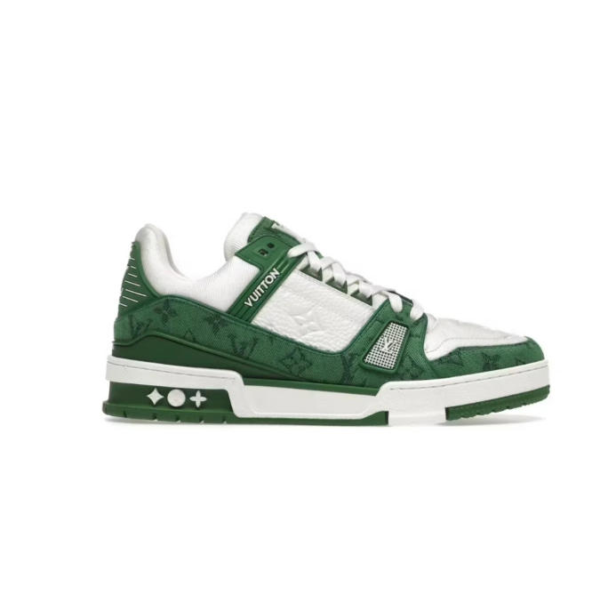 Louis Vuitton Green & White Monogram Low-Top Court Sneakers