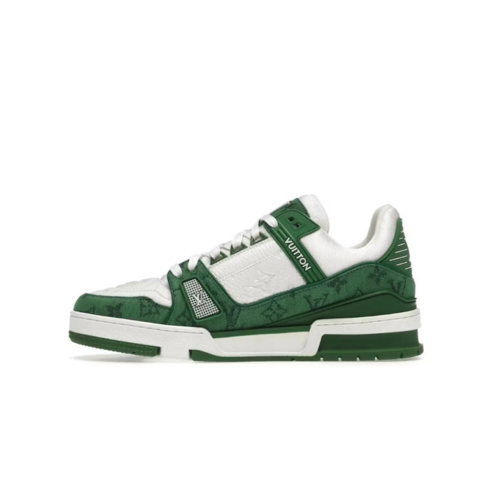 Louis Vuitton Green & White Monogram Low-Top Court Sneakers