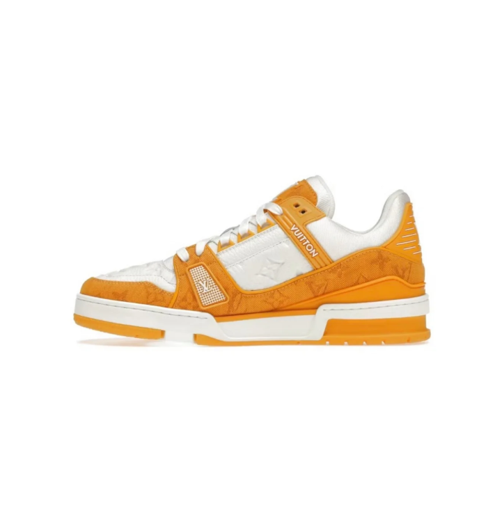 Louis Vuitton Orange & White Monogram Low-Top Court Sneakers