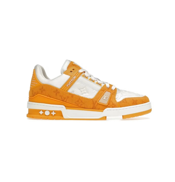 Louis Vuitton Orange & White Monogram Low-Top Court Sneakers
