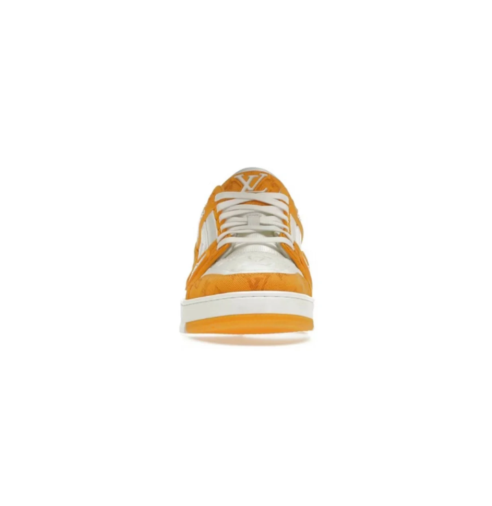 Louis Vuitton Orange & White Monogram Low-Top Court Sneakers