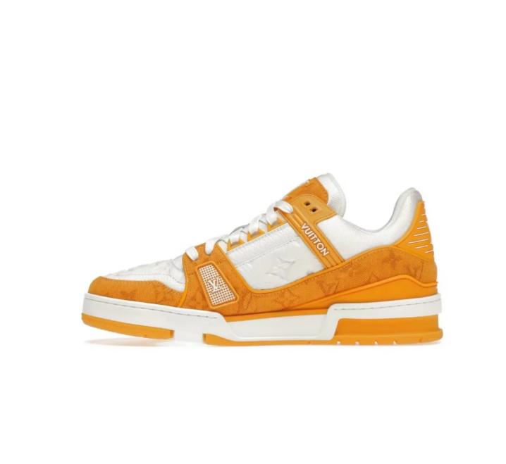 Louis Vuitton Orange & White Monogram Low-Top Court Sneakers