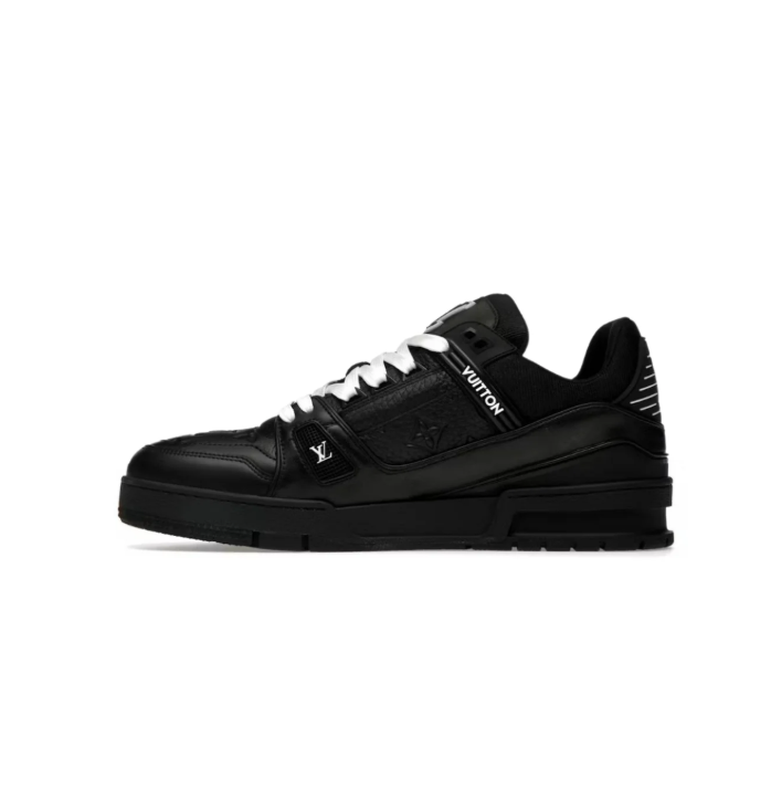 Louis Vuitton Black Low-Top Court Sneakers with White Laces