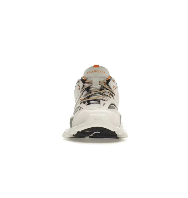 Balenciaga White & Gray Chunky Sneakers with Orange Accents