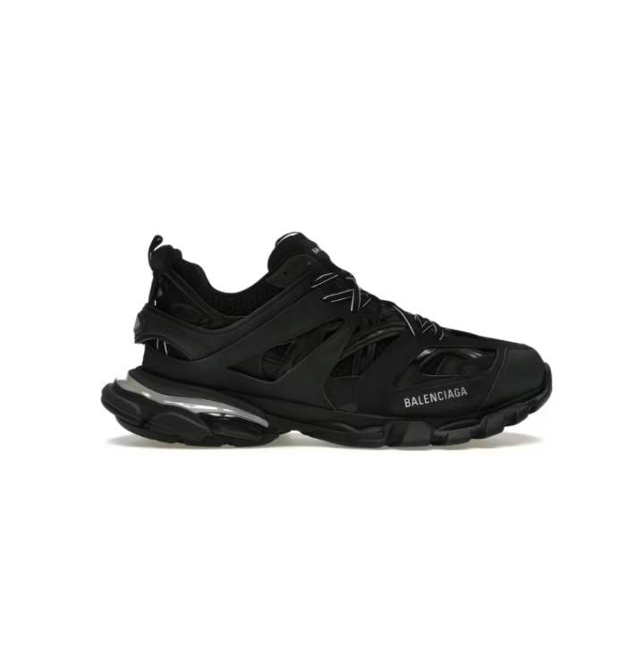 Balenciaga Black Layered Chunky Sneakers with Silver-Tone Accents