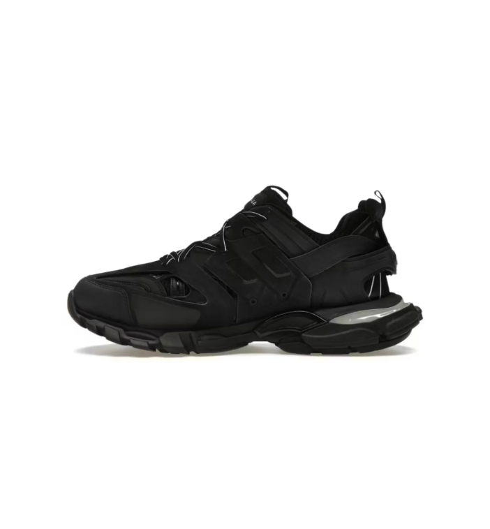 Balenciaga Black Layered Chunky Sneakers with Silver-Tone Accents